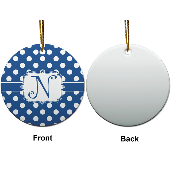 Polka Dots Ceramic Flat Ornament - Circle Front & Back (APPROVAL)