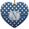 Polka Dots Ceramic Flat Ornament - Heart (Front)