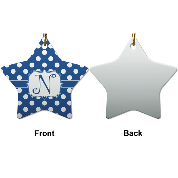 Polka Dots Ceramic Flat Ornament - Star Front & Back (APPROVAL)