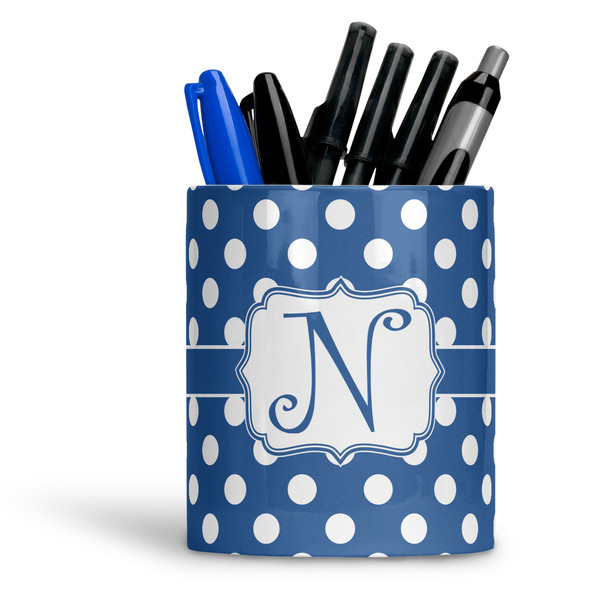 Custom Polka Dots Ceramic Pen Holder