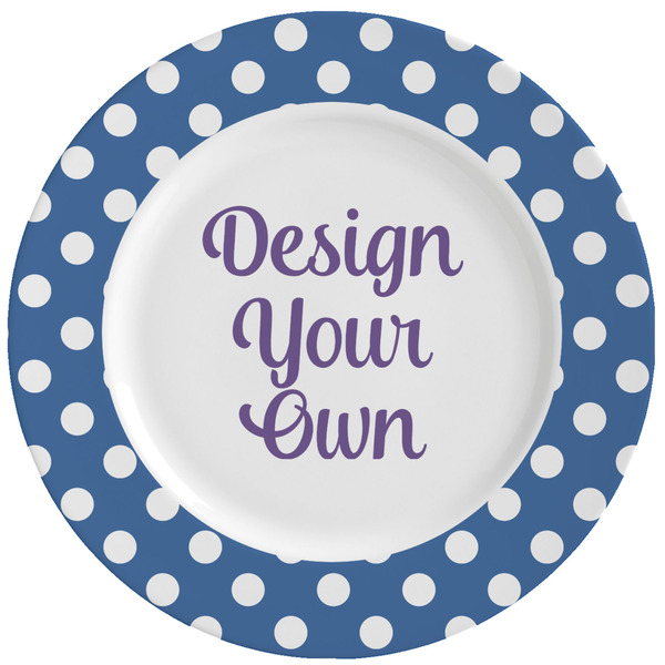 Custom Polka Dots Ceramic Dinner Plates (Set of 4) (Personalized)