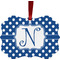 Polka Dots Metal Frame Ornament - Double Sided w/ Initial