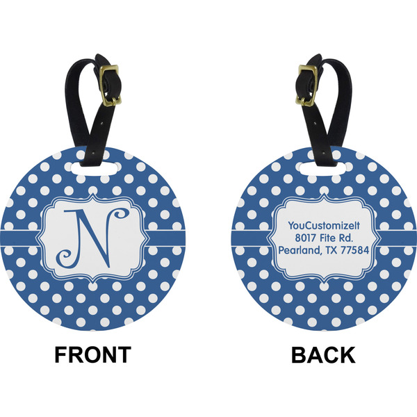 Polka Dots Circle Luggage Tag (Front + Back)