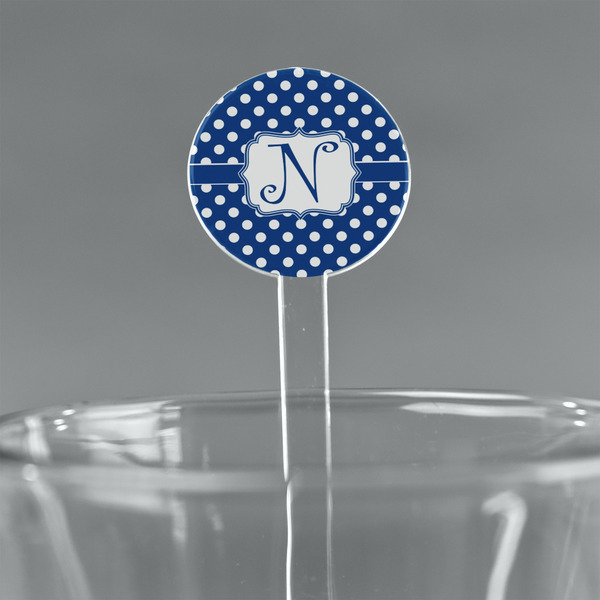 Custom Polka Dots 5.5" Round Plastic Stir Sticks - Clear (Personalized)