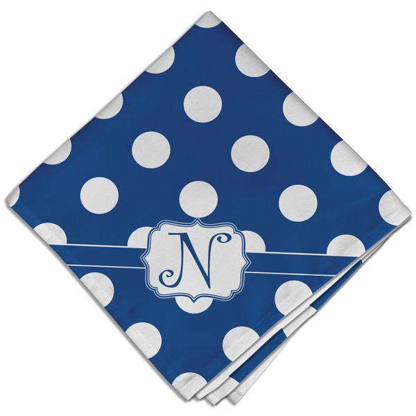 Custom Polka Dots Cloth Dinner Napkin - Single w/ Initial