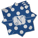 Polka Dots Cloth Cocktail Napkins - Set of 4 w/ Initial