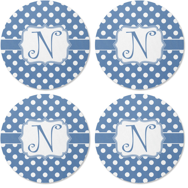 Polka Dots Coaster Round Rubber Back - Apvl