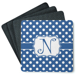 Polka Dots Square Rubber Backed Coasters - Set of 4 (Personalized)