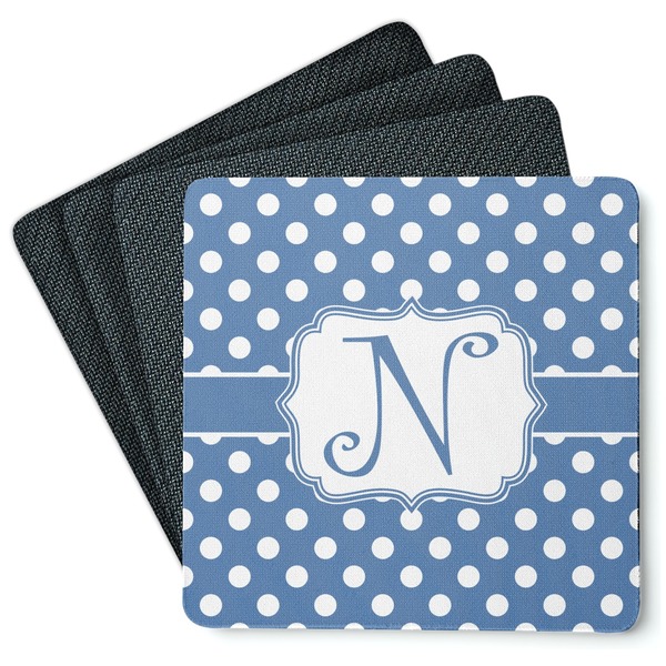 Custom Polka Dots Square Rubber Backed Coasters - Set of 4 (Personalized)