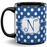 Polka Dots 11 Oz Coffee Mug - Black (Personalized)