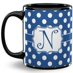 Polka Dots 11 Oz Coffee Mug - Black (Personalized)
