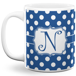 Polka Dots 11 Oz Coffee Mug - White (Personalized)