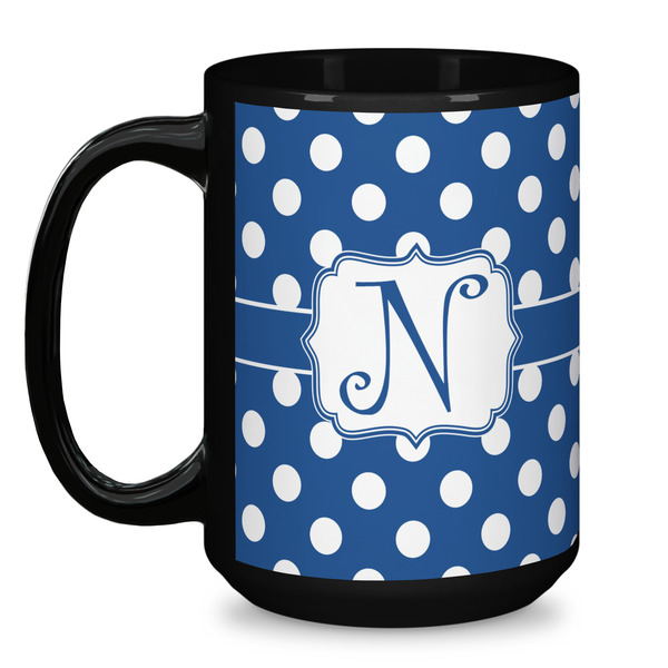 Polka Dots Coffee Mug - 15 oz - Black