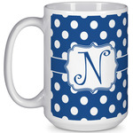 Polka Dots 15 Oz Coffee Mug - White (Personalized)