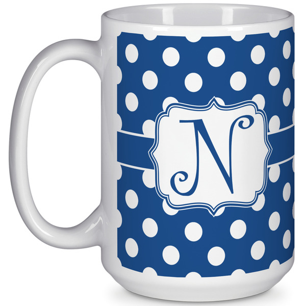 Custom Polka Dots 15 Oz Coffee Mug - White (Personalized)