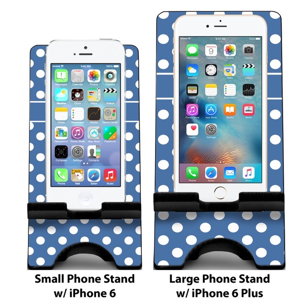 Polka Dots Compare Phone Stand Sizes - with iPhones
