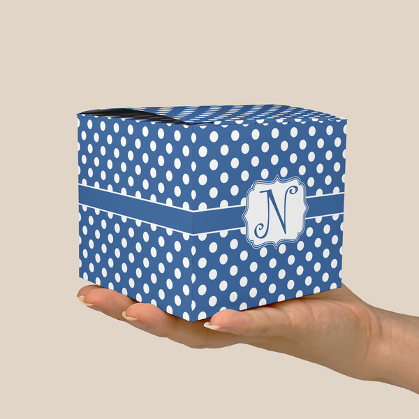 Polka Dots Cube Favor Gift Box - On Hand - Scale View