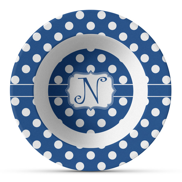 Custom Polka Dots Plastic Bowl - Microwave Safe - Composite Polymer (Personalized)