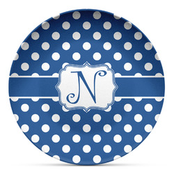 Polka Dots Microwave Safe Plastic Plate - Composite Polymer (Personalized)