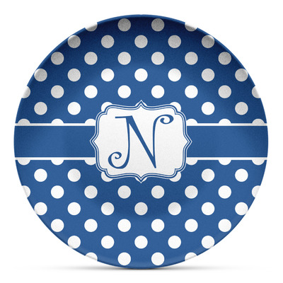 Polka Dots Microwave Safe Plastic Plate - Composite Polymer (Personalized)