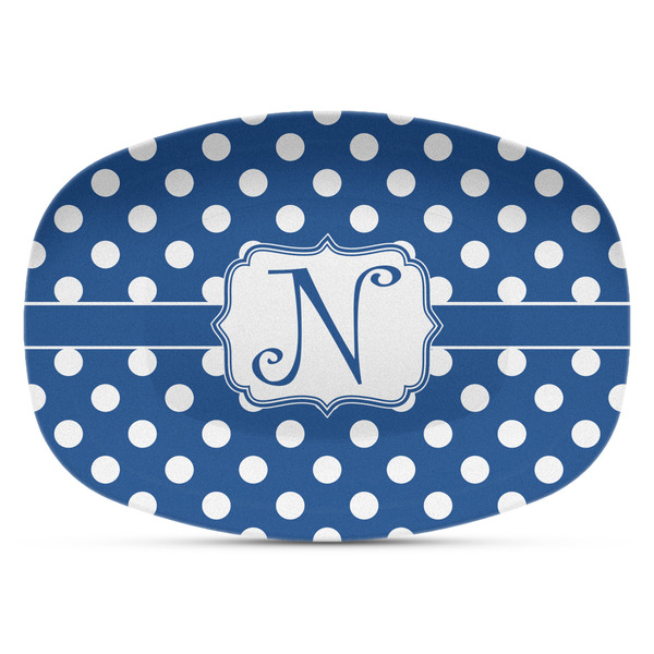 Custom Polka Dots Plastic Platter - Microwave & Oven Safe Composite Polymer (Personalized)