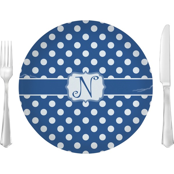 Custom Polka Dots 10" Glass Lunch / Dinner Plates - Single or Set (Personalized)