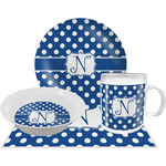 Polka Dots Dinner Set - Single 4 Pc Setting w/ Initial