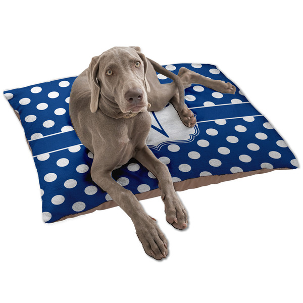 Custom Polka Dots Dog Bed - Large w/ Initial