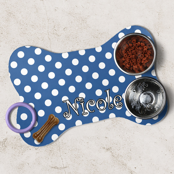Polka Dots Dog Bone Shaped Mat Lifestyle