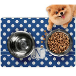 Polka Dots Dog Food Mat - Small w/ Initial