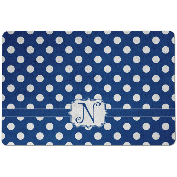Custom Polka Dots Dog Food Mat w/ Initial