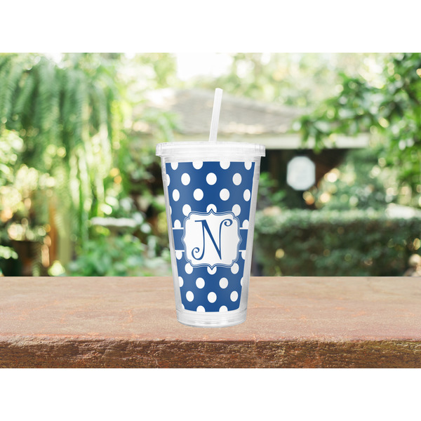 Polka Dots Double Wall Tumbler with Straw Lifestyle
