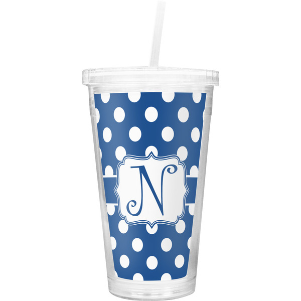 Custom Polka Dots Double Wall Tumbler with Straw (Personalized)