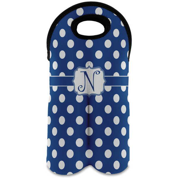 Custom Polka Dots Wine Tote Bag (2 Bottles) (Personalized)