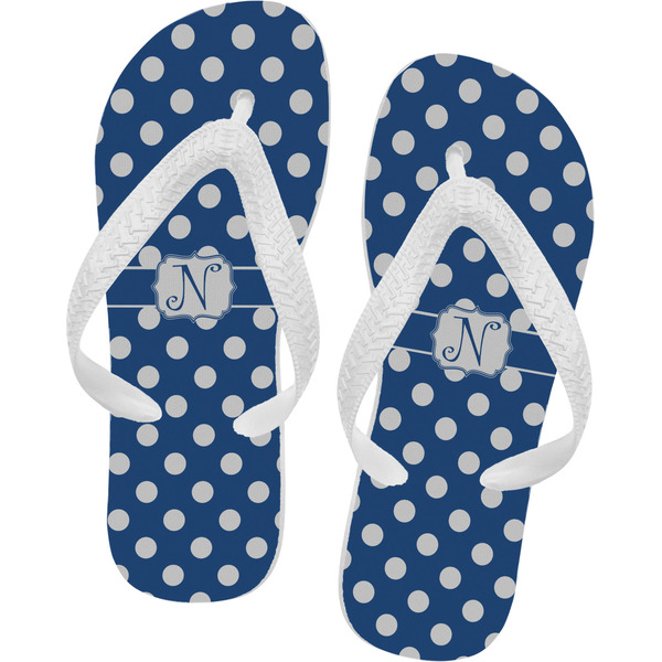 Custom Polka Dots Flip Flops - Large (Personalized)
