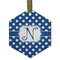 Polka Dots Flat Glass Ornament - Hexagon w/ Initial