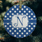 Polka Dots Frosted Glass Ornament - Round (Lifestyle)