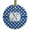 Polka Dots Flat Glass Ornament - Round w/ Initial