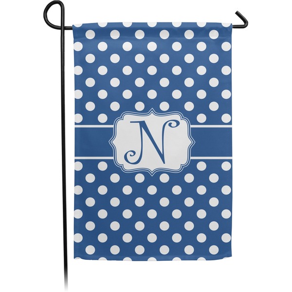 Custom Polka Dots Small Garden Flag - Double Sided w/ Initial