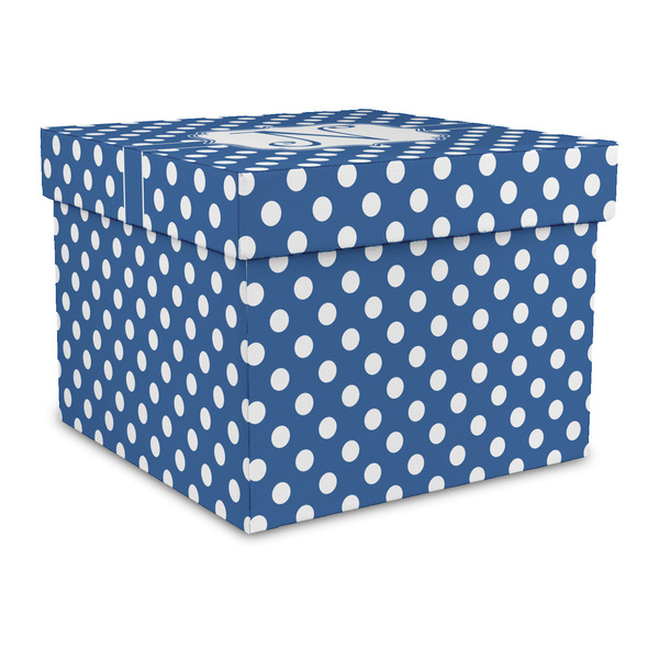 Custom Polka Dots Gift Box with Lid - Canvas Wrapped - Large (Personalized)