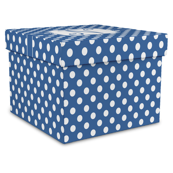 Custom Polka Dots Gift Box with Lid - Canvas Wrapped - XX-Large (Personalized)
