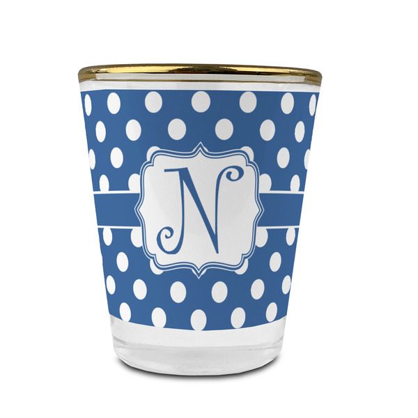 Polka Dots Glass Shot Glass - With gold rim - FRONT