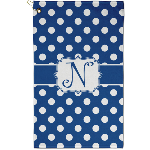 Custom Polka Dots Golf Towel - Poly-Cotton Blend - Small w/ Initial
