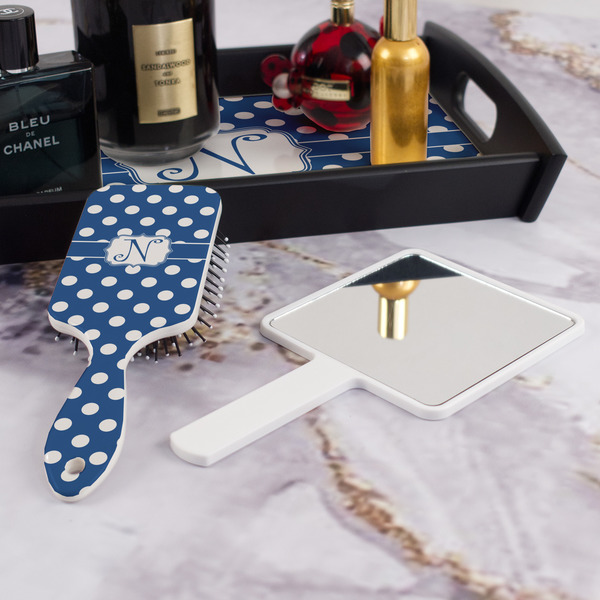 Polka Dots Hair Brush - With Hand Mirror