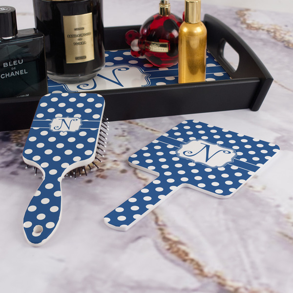 Polka Dots Hair Brush and Hand Mirror - Bathroom Scene