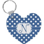 Polka Dots Heart Plastic Keychain w/ Initial