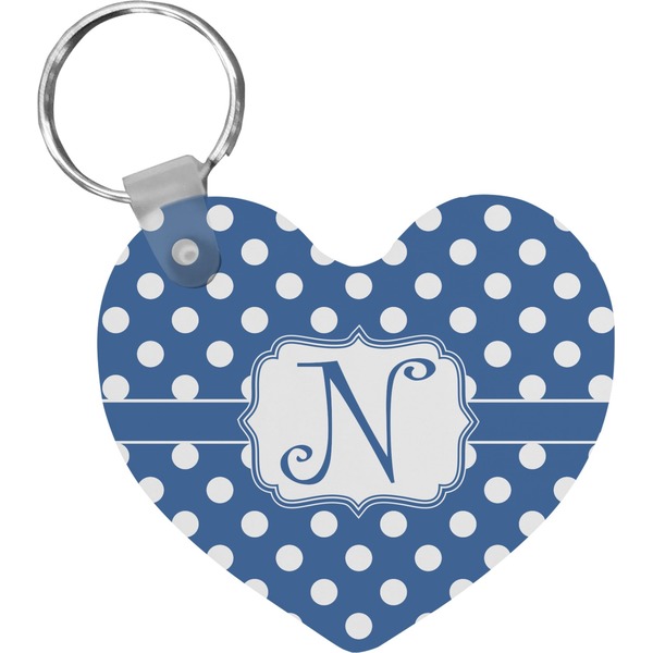 Custom Polka Dots Heart Plastic Keychain w/ Initial