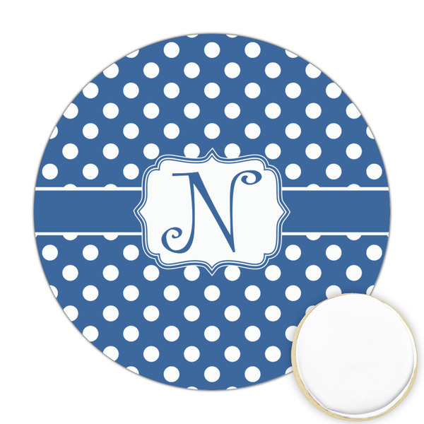 Custom Polka Dots Printed Cookie Topper - Round (Personalized)