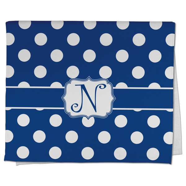 Custom Polka Dots Kitchen Towel - Poly Cotton w/ Initial