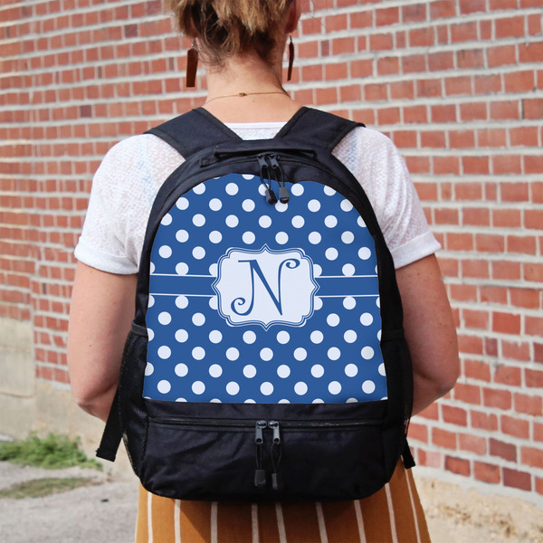Polka Dots Large Backpack - Black - On Back